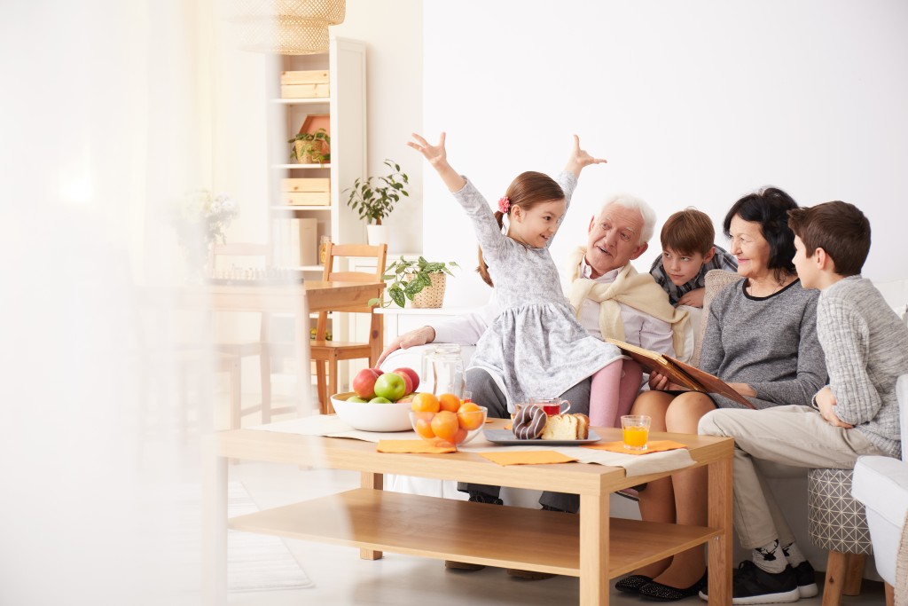 grandkids and elder at home